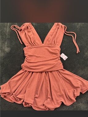 AKIRA Terracotta Mini Dress with Tie Straps